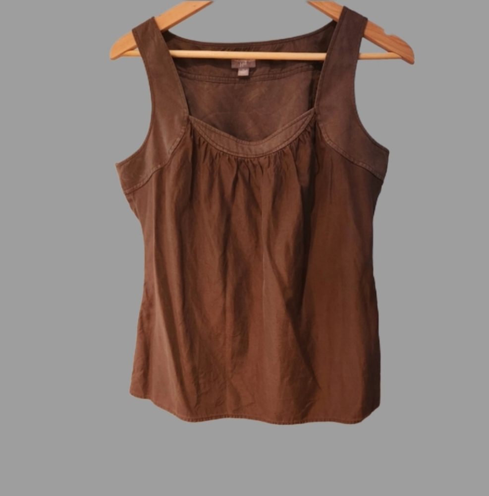 J.Jill Medium Browns Tank With‎ Thick Bands Sleeveless Women's Top Silk Cotton